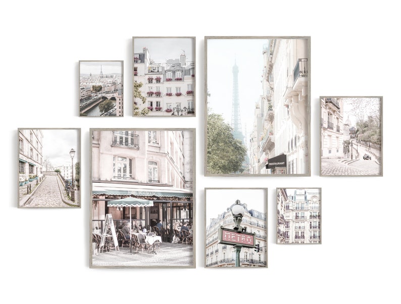 Gallery wall art gallery prints set of 8 prints Paris wall Etsy