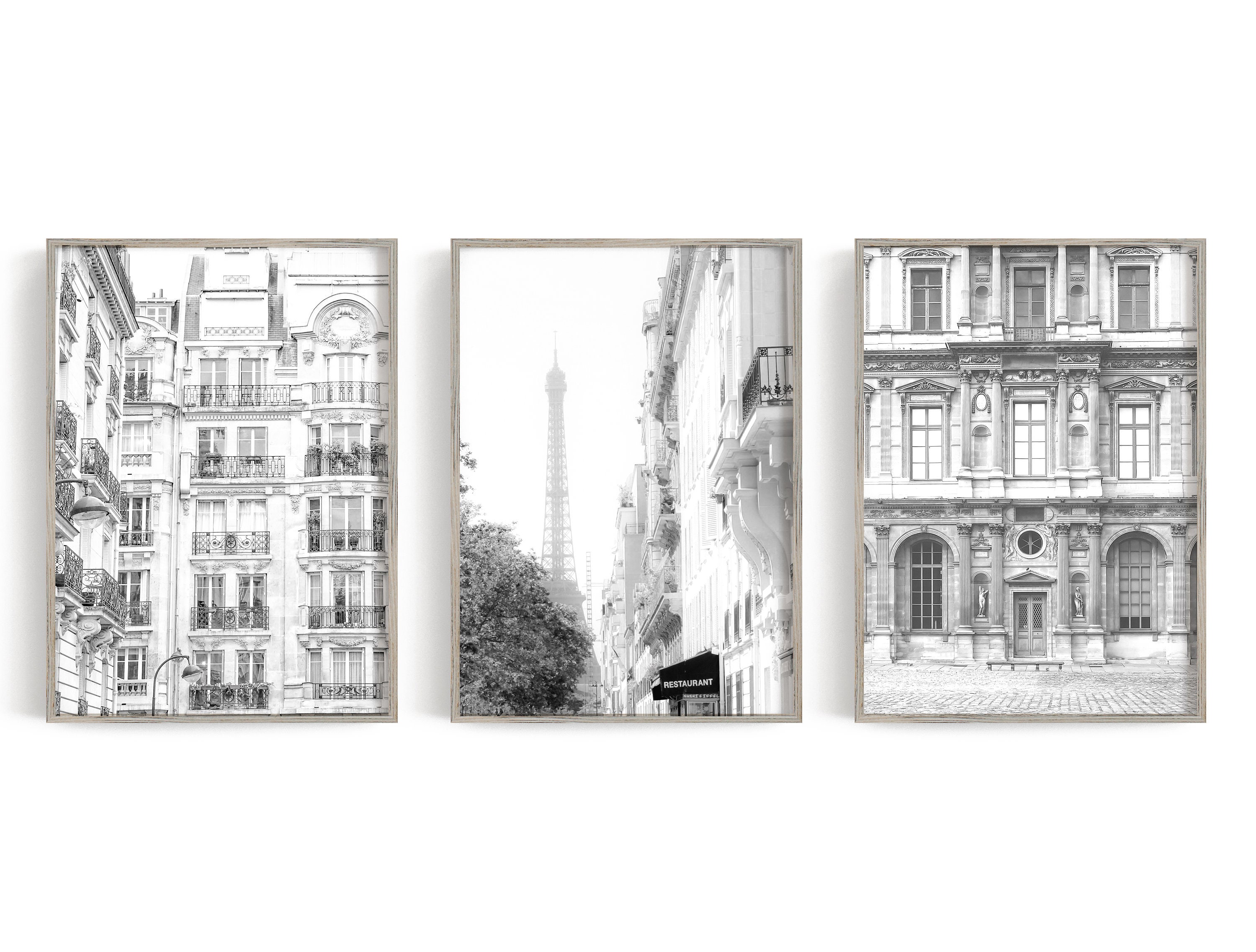 Black and White Paris print Set of 3 Prints set of 3 wall | Etsy
