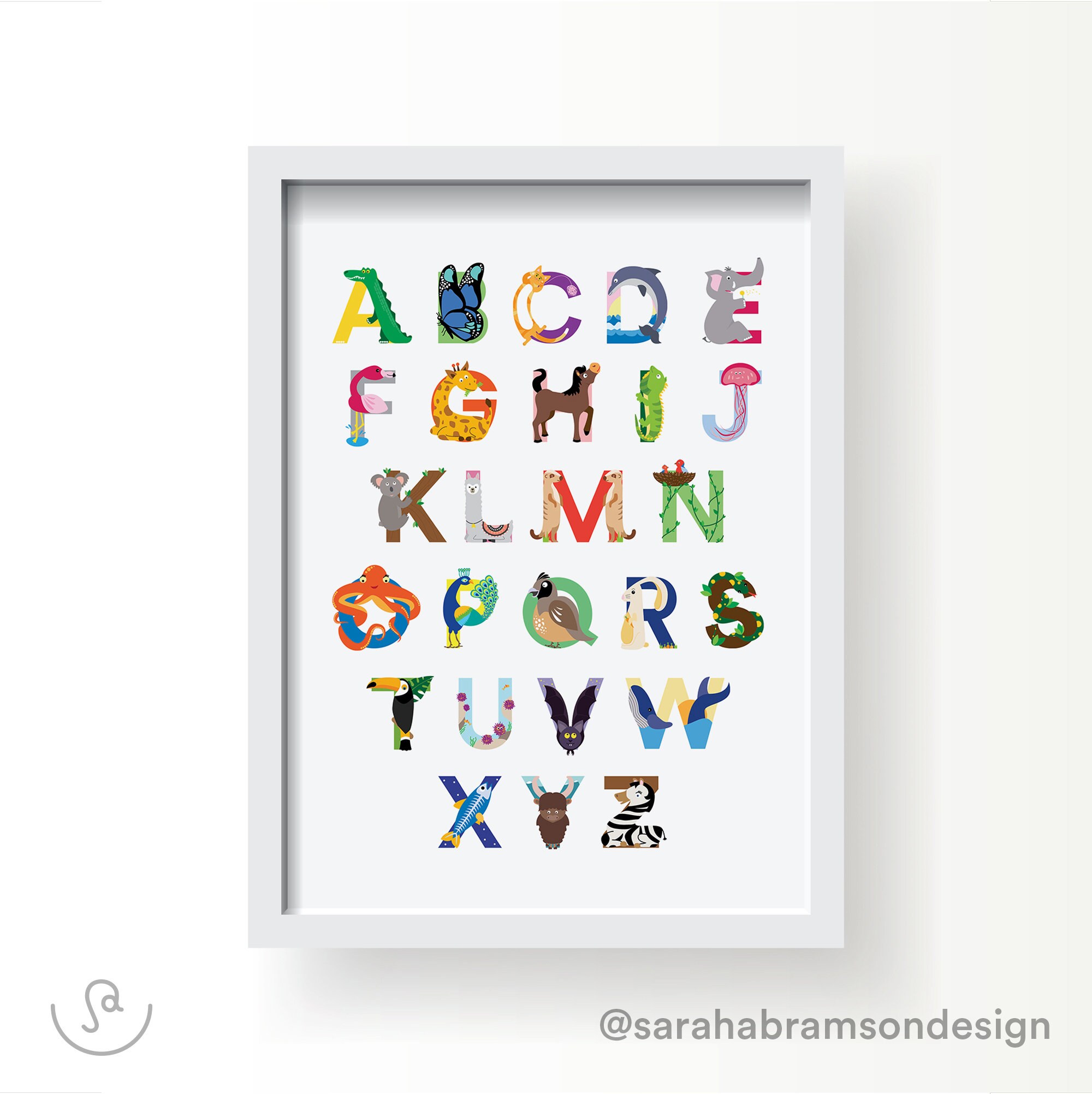 Animal Alphabet Poster for Baby Nursery, Kids Wall Art, Nursery Wall ...
