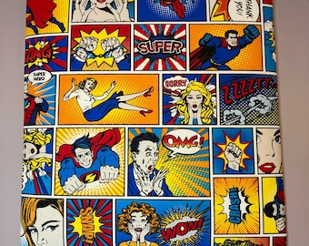 Pop art Roy Lichtenstein comic padded fabric notice board, pin board large wall art picture display