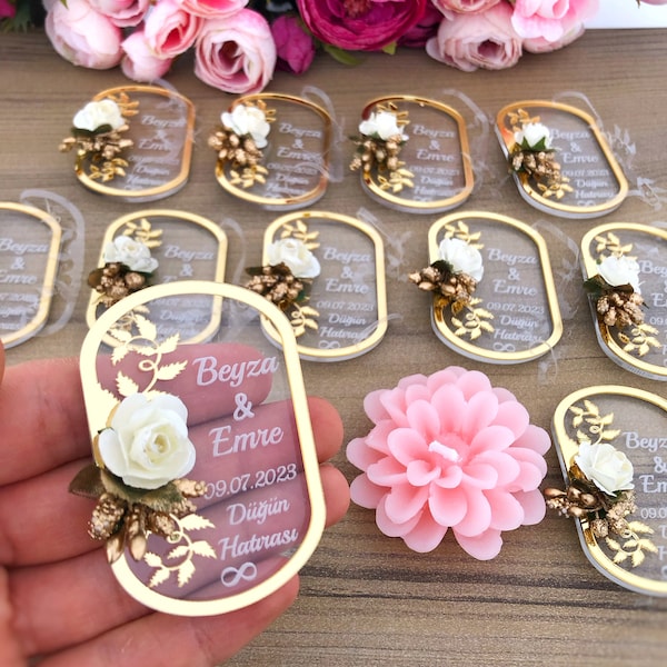 Hochzeitsgeschenk Magnet, Brautgeschenke, Verlobungsgeschenke, Jahrestag, Sweet 16, Plexiglas Geschenke, Florale Details