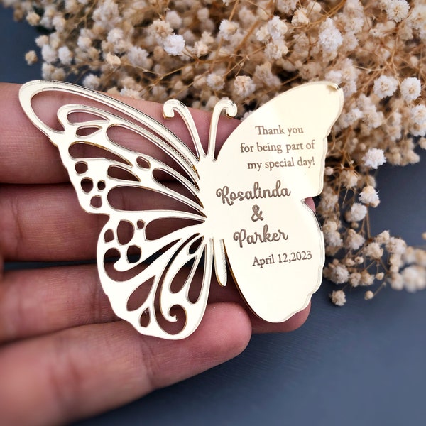 Butterfly Mirror Magnet, butterfly favors, Wedding Party Favors, Sweet 16 Gift, Personalized Mirror Magnet, Baby Shower Favors, Mis 15