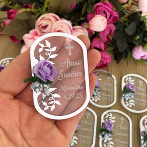 Recuerdos de bautizo personalizados para niño y niña, imán dorado para bautizo, recuerdo de bautizo, Mi Bautizo, regalo personalizado, baby shower