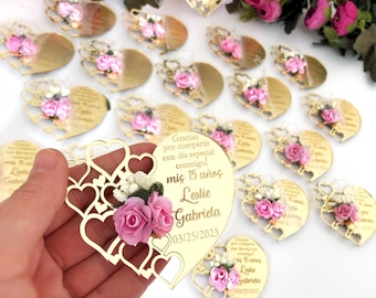 Sweet 16 party favors, Heart Favors Magnets ,Bridesmaid Gift ,Wedding Personalized Gift, Quinceañera, Baby Shower Favors, Welcoming Favors