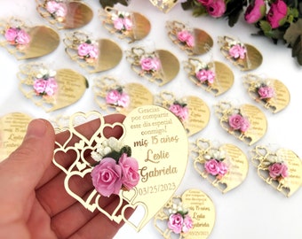 Sweet 16 party favors, Heart Favors Magnets ,Bridesmaid Gift ,Wedding Personalized Gift, Quinceañera, Baby Shower Favors, Welcoming Favors