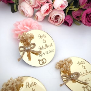 Personalized Acrylic Mirror Magnet: Wedding, Sweet 16, Baby Shower Favors