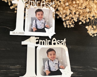 Custom Silver Gold Birthday Photo Frame Favors, 1st Birthday Party Favors, First Birthday Magnet Favors, Birthday Gifts, Baby Picture Frames
