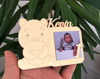 Custom Panda Birthday Photo Magnets, Personalized Gift, Birthday Favors, Baby Picture Frames, Sweet Birthday Photo Favors