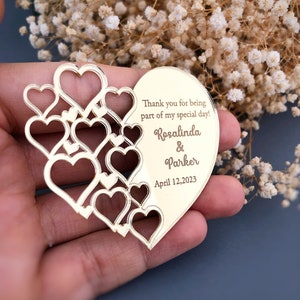 Personalized Heart Mirror Magnet Favors: Wedding, Sweet 16, Shower