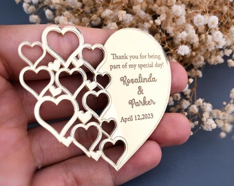 Imán acrílico de corazón personalizado: recuerdo de boda, elegante recuerdo de plexiglás, para quinceañeras
