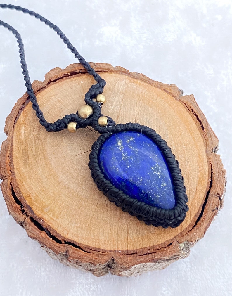 Lapislazuli Adjustable Macrame Necklace,Healing crystal jewelry,Bohemian jewelry,Lapis lazuli Macrame Necklace,Protection amulet,Halskette
