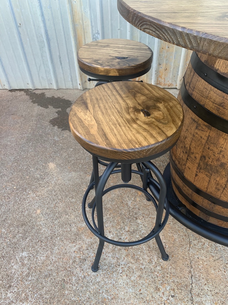 Authentic Whiskey Barrel Table With 4 Stools can Only Ship Etsy