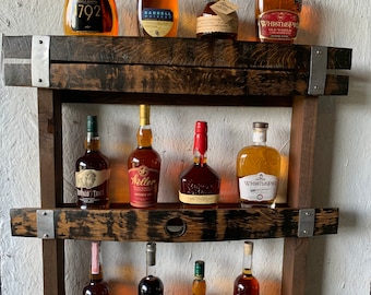 Whiskey Barrel Stave Hanging Liquor Bar