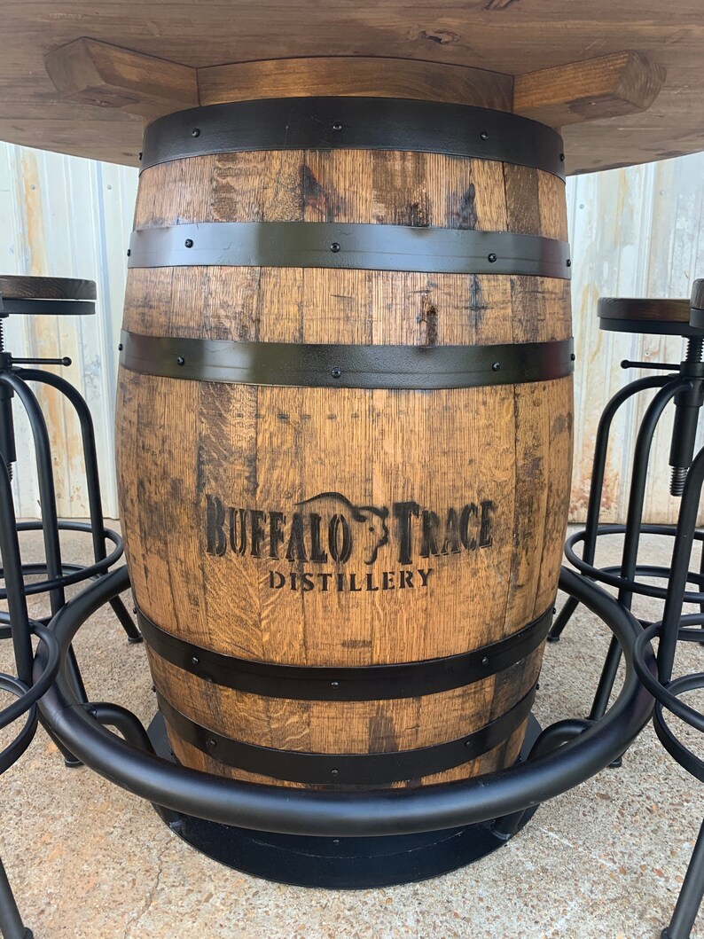 Authentic Whiskey Barrel Table With 4 Stools can Only Ship Etsy