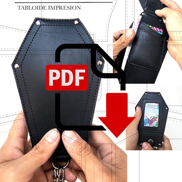 PDF Leather Wallet Pattern, coffin goth Style DIY Wallet