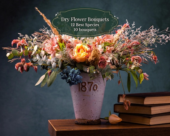 Special dry bouquet flower seeds mix of 12 varieties I Seeds for 10 bouquets I Retain their color for months to a year I Incl QR Grow Guide