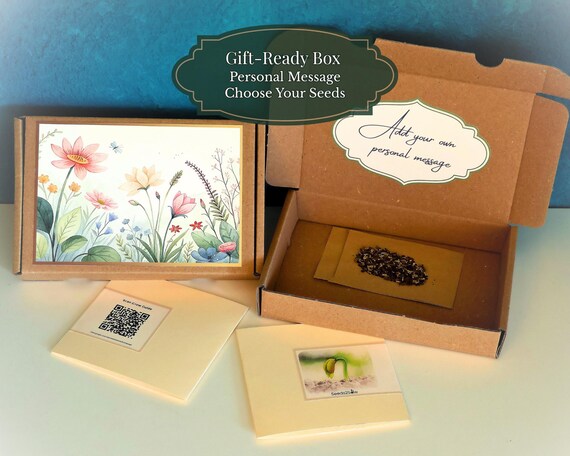 Seed Gift Box with Flower Seeds, Herb Seeds or Vegetable Seeds | Personalized Gift Box with Text | Garden Gift or Wedding Favor
