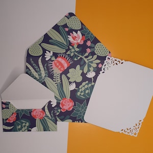 Conjunto de envelopes e papel de carta: "Cactos Exóticos" | envelopes e cartão | coleção selva | plantas exóticas, kit tropical, suculentas