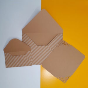Stationery set: Cream Stripes | envelopes and card | Kraft Collection | minimal theme, geometric kit | simple pattern, minimalist, lines