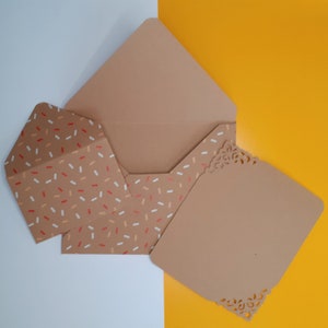 Conjunto de envelopes e papel de carta: "Confetti" | envelopes e cartão | coleção Kraft, kit geométrico | minimalista, padrão simples, cor