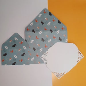 Conjunto de envelopes e papel de carta: "Animais" | envelopes e cartão | coleção Floresta, kit bosques | natureza, padrão fofo, urso, raposa