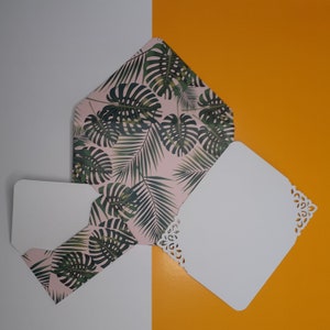 Conjunto de envelopes e papel de carta: "Exotic Pink" | envelopes e cartão | coleção selva | plantas exóticas, kit tropical, monstera