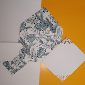 Conjunto de envelopes e papel de carta: "Folhas Exóticas" | envelopes e cartão | coleção selva | plantas exóticas, kit tropical, monstera