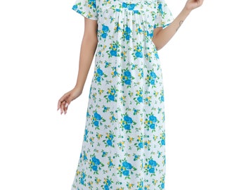 Womens Lightweight Cotton Short Sleeve Floral Nightdresses
