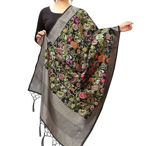 Designer Women's Printed Banarasi Silk Dupatta/ Silk wrap for women women's scarf, banarasi embroidery dupatta, ethnic stole, choli dupatta