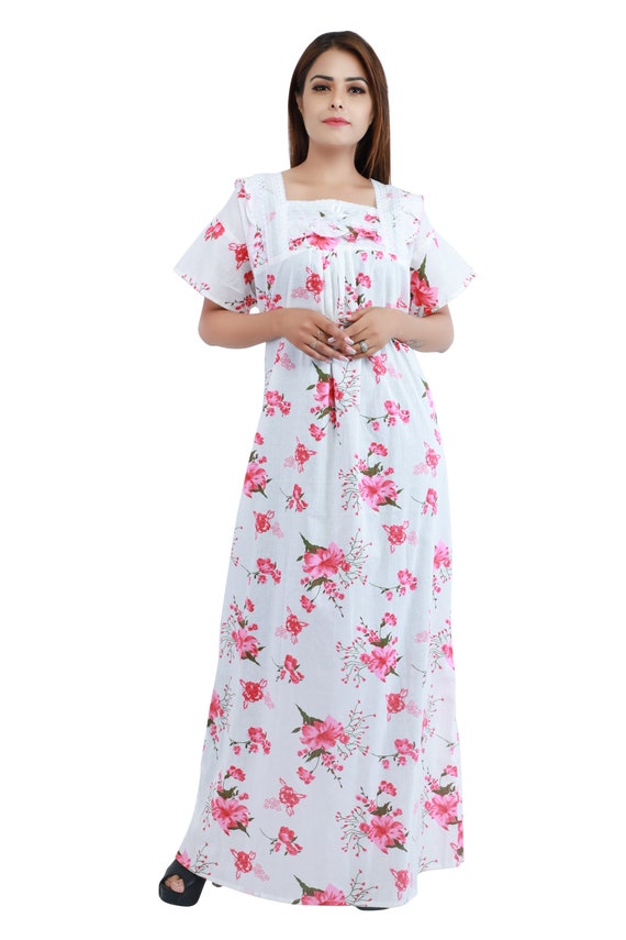 Women Nighty, Soft Cotton Night Dress, Sleep Dress, Casual Night Gown, Lightweight Cotton, Indian Women Nighty, India Gown, Comfortable Wear