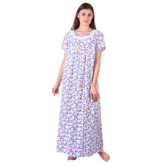 Night Gown Womens Nighty Nighties 100 Cotton Night Gown Floral Print Ankle  Length Maxi Nighty Soft Fabric Nightgown Sleepwear Maternity Gown -   Canada