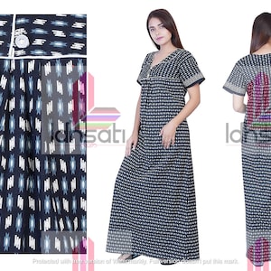 Women Cotton Nightgown Maxi Nighty Sleepwear Nightdress Jaipuri Nighty Full Ankle Length Soft Fabric Sleepwear, women Short Sleeve Nightgown