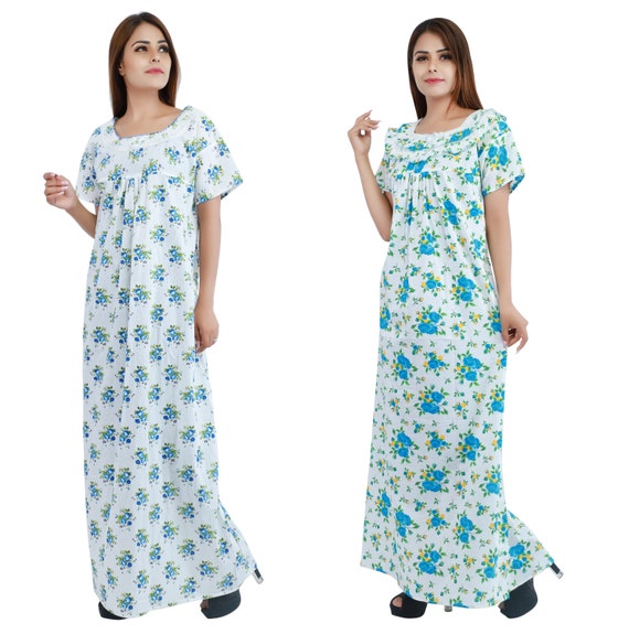 Nightsuits & Pyjamas | Long 2 Piece Designer Night Gown | Freeup