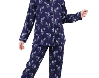 ldhsati Women Girls Rayon Cotton Printed Top Pyjama Night Suit & Night Shirt | Front Open Night Dress Night Suit for Ladies Night Dress
