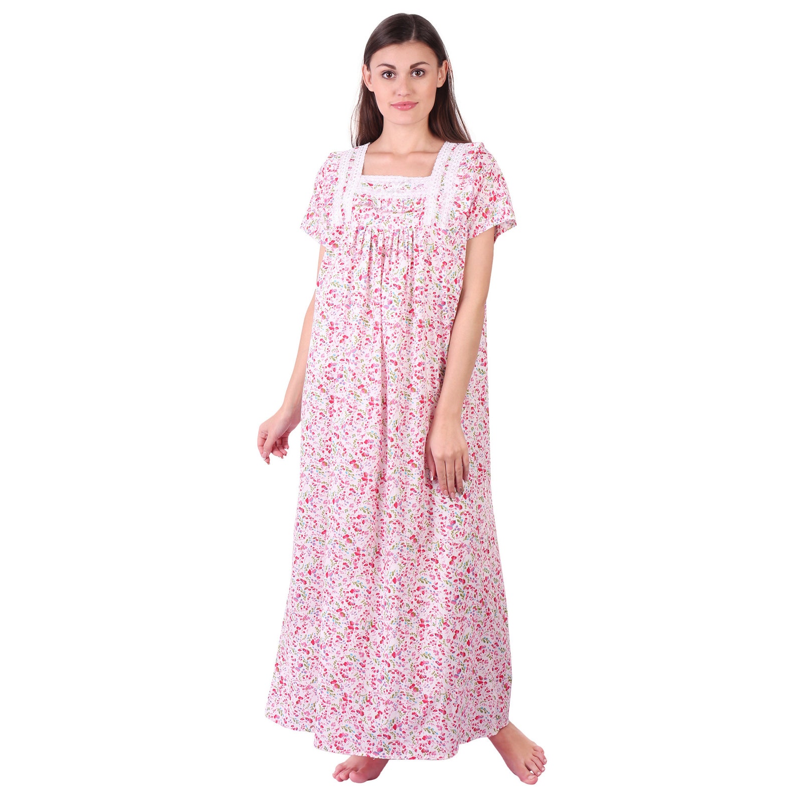 Buy White Nighty Soft Cotton Night Dress Sleep Dress Casual Online in India Etsy