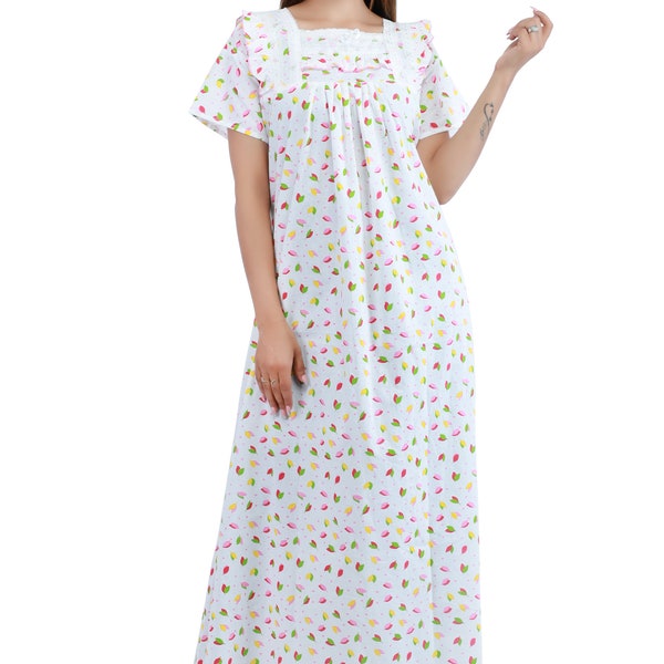 Femmes Nighty, Robe de nuit en coton doux, Robe de sommeil, Robe de nuit décontractée, Coton léger, Femmes indiennes Nighty, Robe de nuit indienne, Vêtements confortables