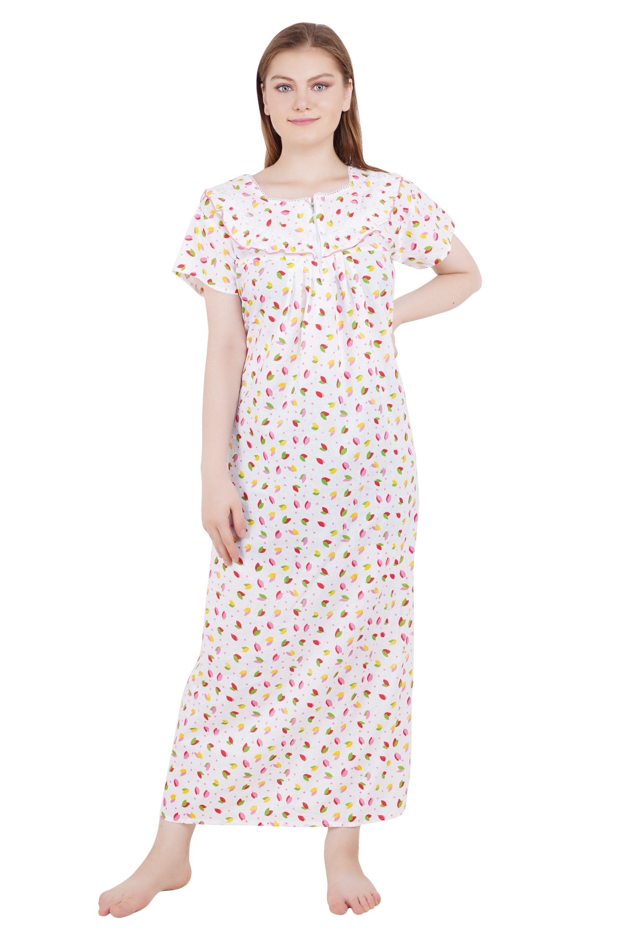 Women Pure Cotton Nursing Feeding Maternity Nighty Zip or Button Opening  Before and After Baby Multipurpose Nightdress Nightgown for Ladies -   Canada