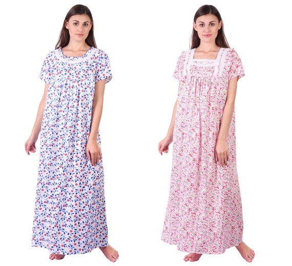 COMBO OF 2 NIGHTY Women's Clothing Soft Cotton Nighty/nightwear