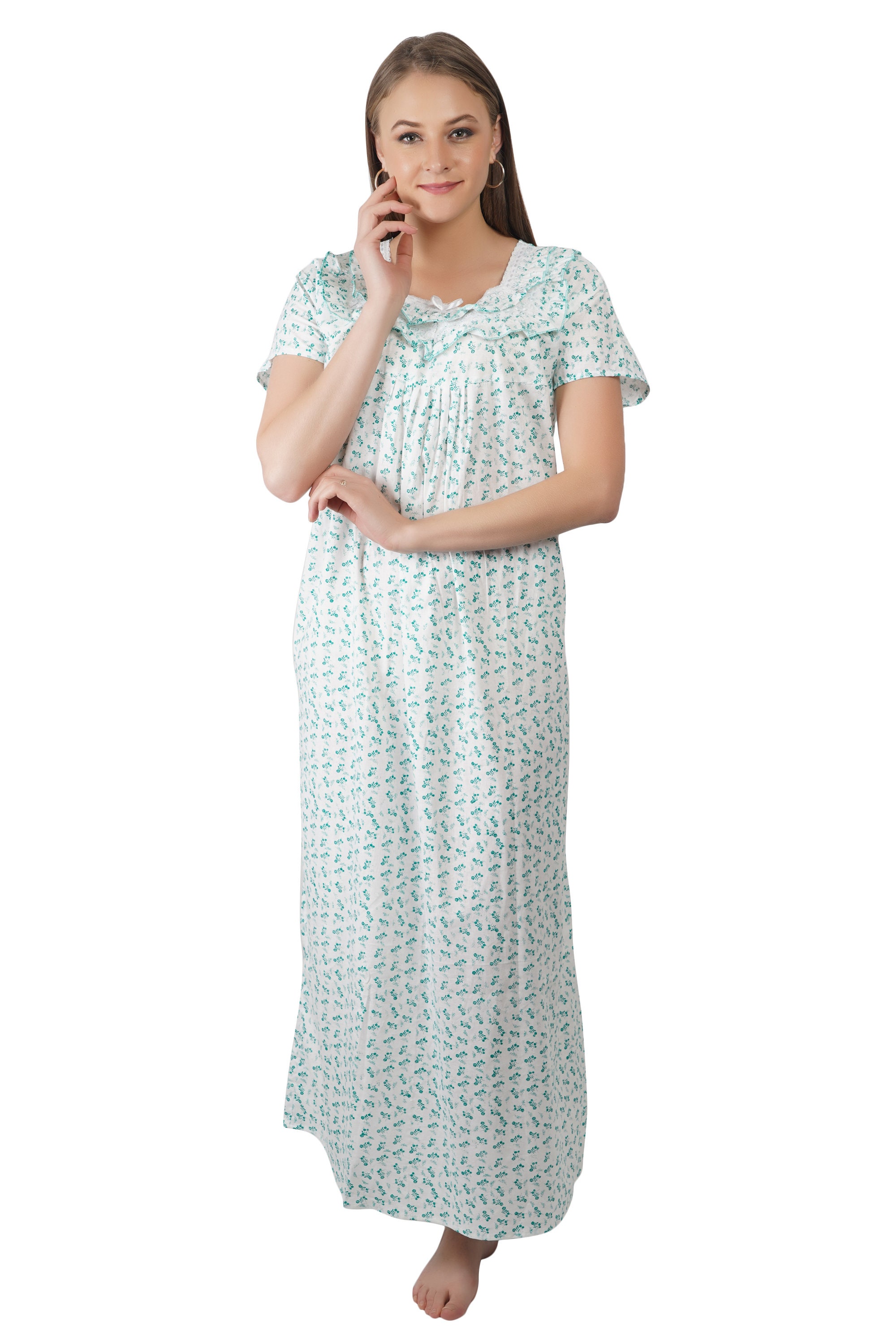 Floral Cotton Nightgown, Lightweight Indian Nighty, Maternity Sleepwear