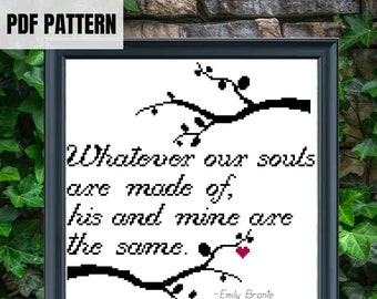 Wuthering Heights | Literary Quote | Cross stitch pattern | PDF download