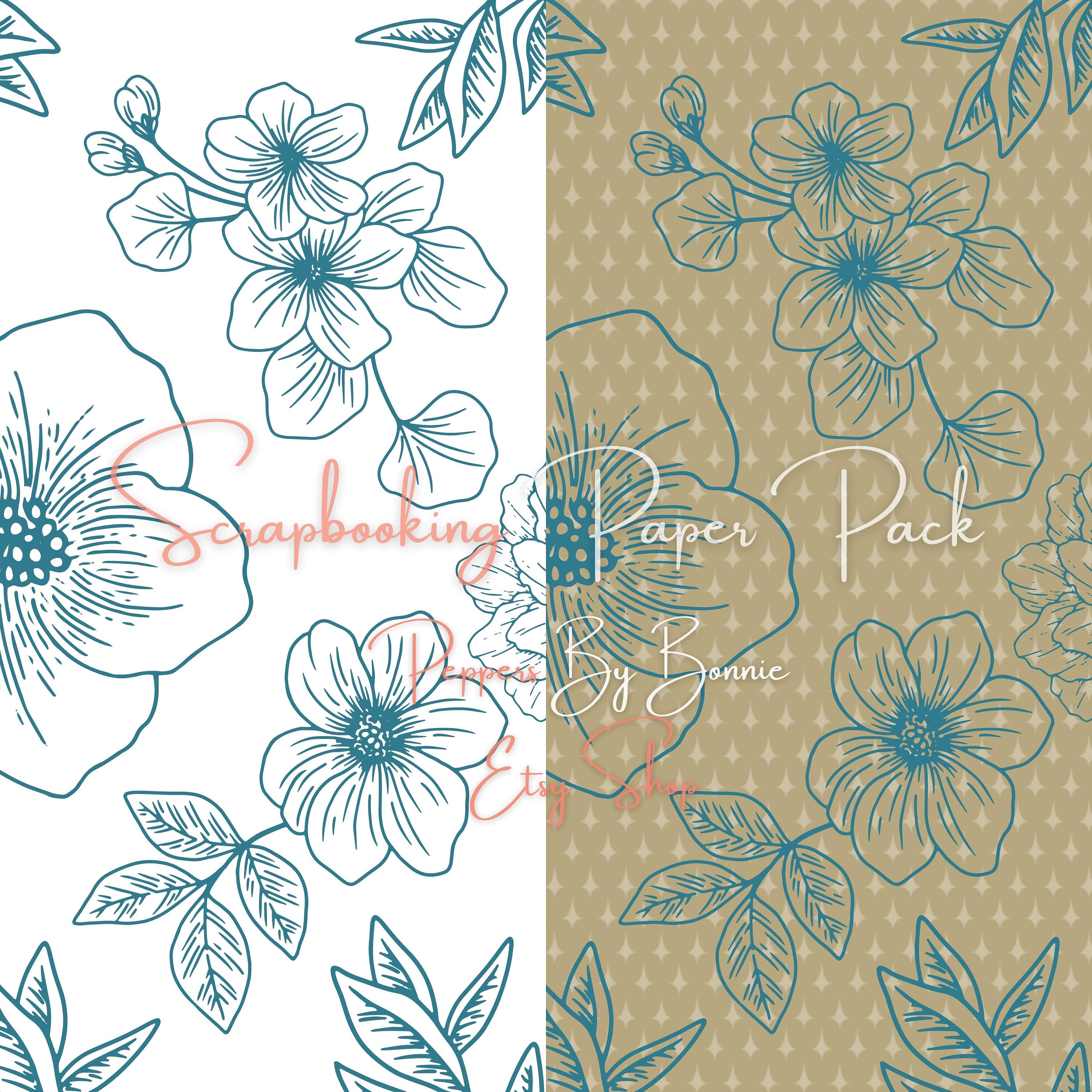 Colored Digital Floral Papers for Scrapbooking, 12 X 12 Inches ...