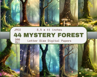Papel digital Bosque Encantado: 44 diseños de bosques fantásticos (Descarga digital)