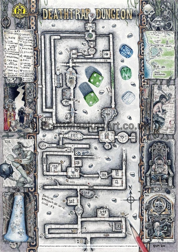 Fighting Fantasy - Deathtrap Dungeon A3 Map - Etsy