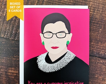 Funny Lawyer Thank You Card, Notorious RBG Box of 8, Ruth Bader Ginsburg, Feminist Appreciation For Judge, Attorney, Paralegal, Law Student