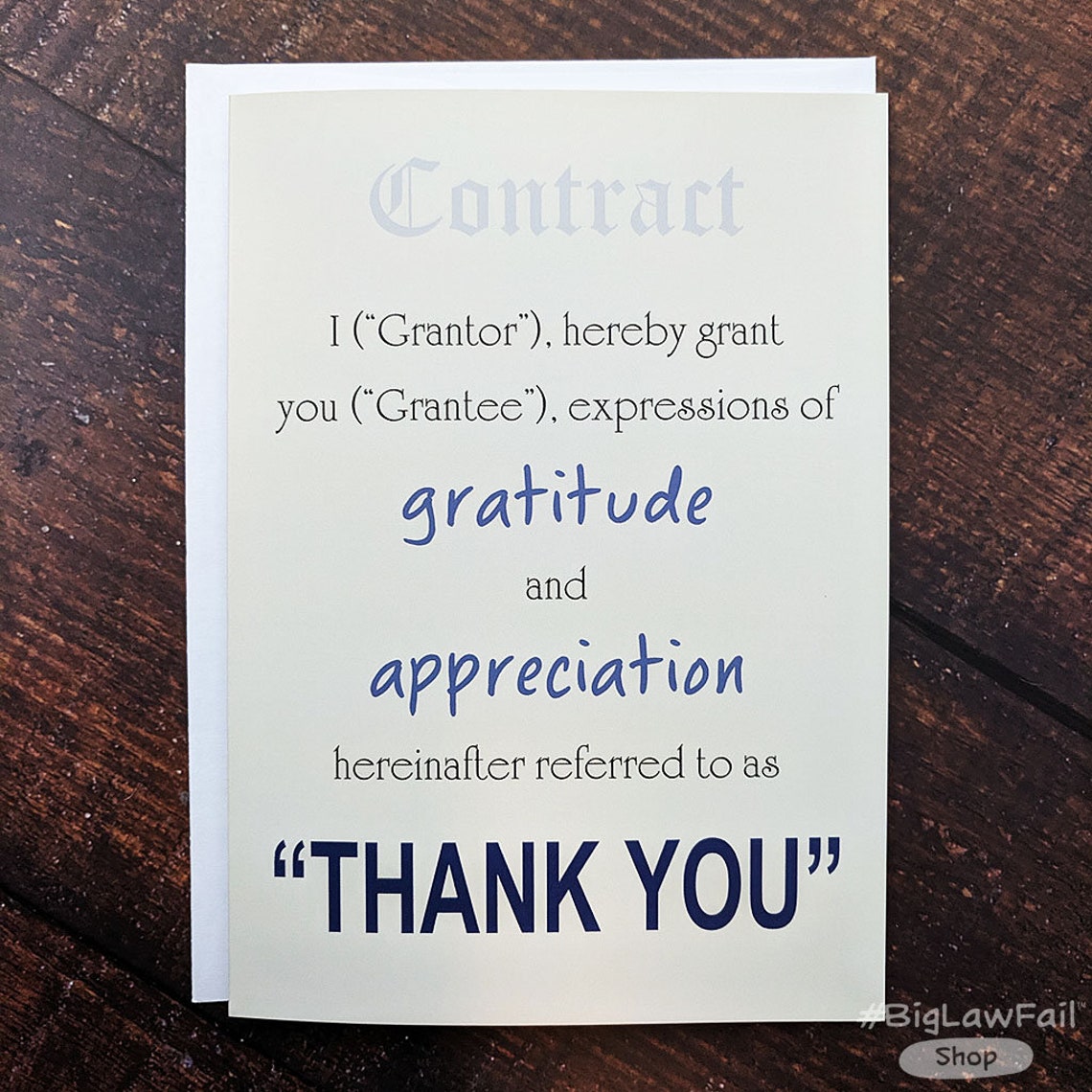 Funny Lawyer Thank You Card Snarky Lawyer Thank You Assorted Etsy