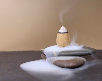 Paisaje de incienso - quemador de incienso en cascada, zen, quemador de incienso de piedra