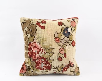 Vintage Kilim Pillow Throw Pillow Bohemian Pillow Turkish Kilim Pillow Couch Aztec Pillow Tribal Pillow 20x20 Kilim Pillow Home Decor