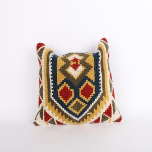 16x16 türkisches Kelim-Kissen, dekoratives Dekokissen, ethnisches Kelim-Kissen, handgewebtes türkisches Kelim-Kissen, Kissenbezug, Boho-Lendenkissen