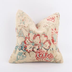 Almohada Kilim turca, almohada Kilim 16x16, almohada Kilim vintage, almohada Boho, lumbar Kilim hecha a mano, almohada de tiro, decoración del hogar, almohada de sofá