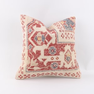 Bohemian Kilim Pillow, 18x18 Turkish Kilim Pillow, Vintage Kilim Pillow, Outdoor Pillow, Boho Tribal Pillow, Handmade Kilim Lumbar, Beeding